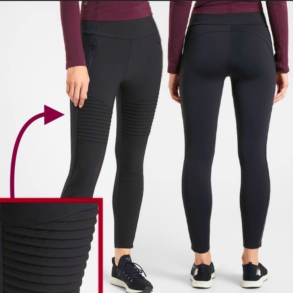 Athleta Pants Womens Headlands Hybrid Moto Tight Black Athletic Active Size 0